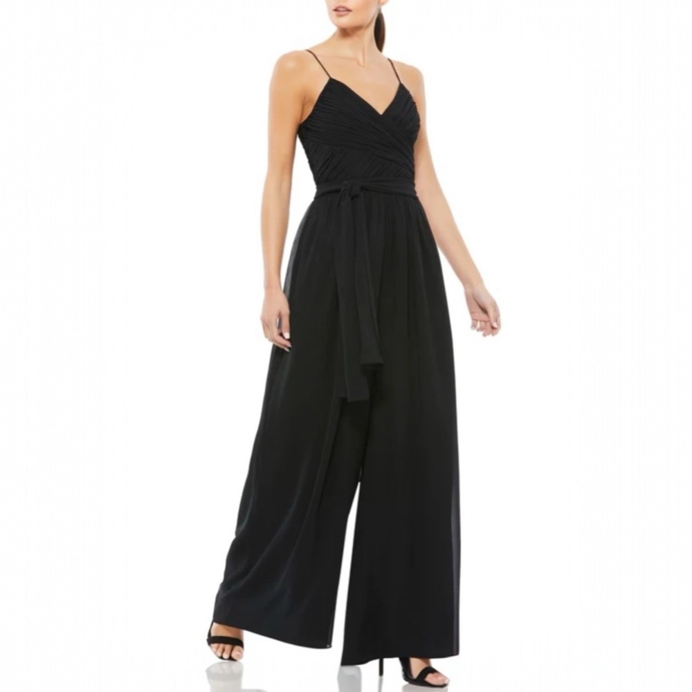 Mac Duggal Flowy Wide Leg Jumpsuit‎ Size Medium Lined Chiffon Faux Wrap